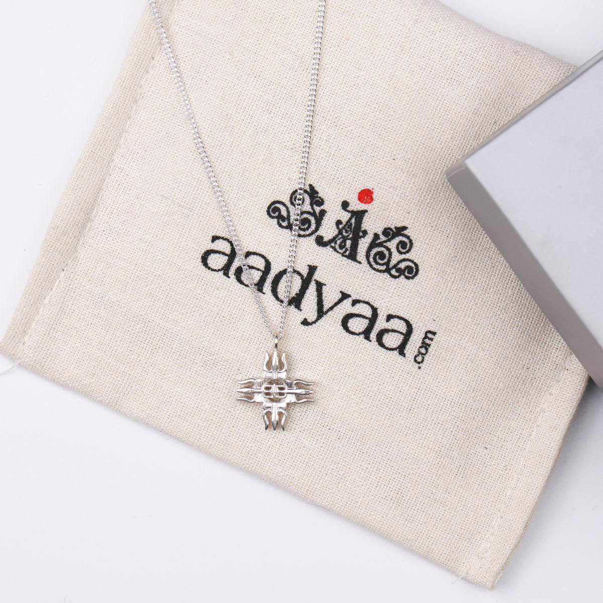 Silver Raised Trishul Pendant Necklace