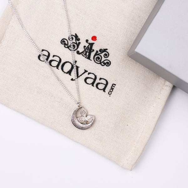 Silver Moon And Belpaan Pendant Necklace