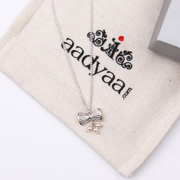 Silver Damru Pendant Necklace