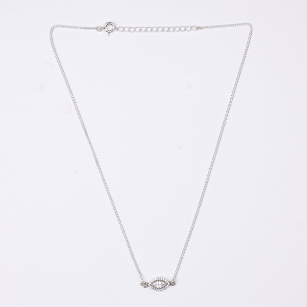 Silver CZ Marquise Cluster Pendant Necklace