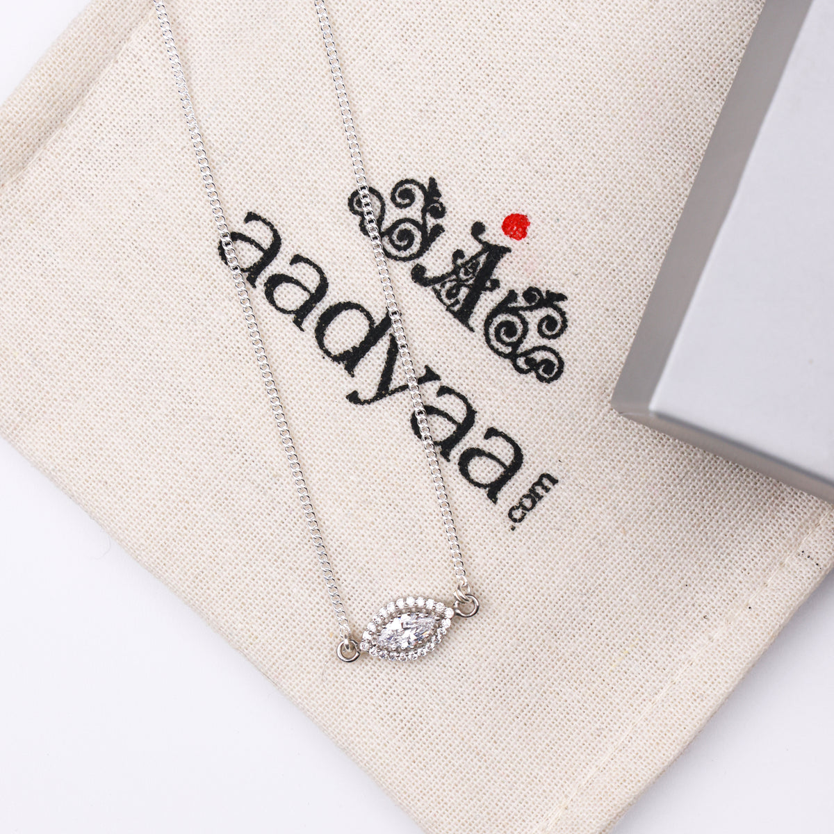 Silver CZ Marquise Cluster Pendant Necklace