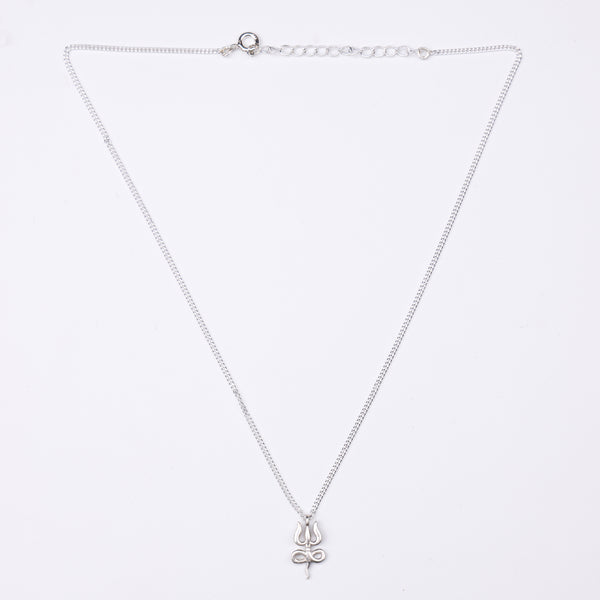 Silver Serpent Trishul Pendant Necklace