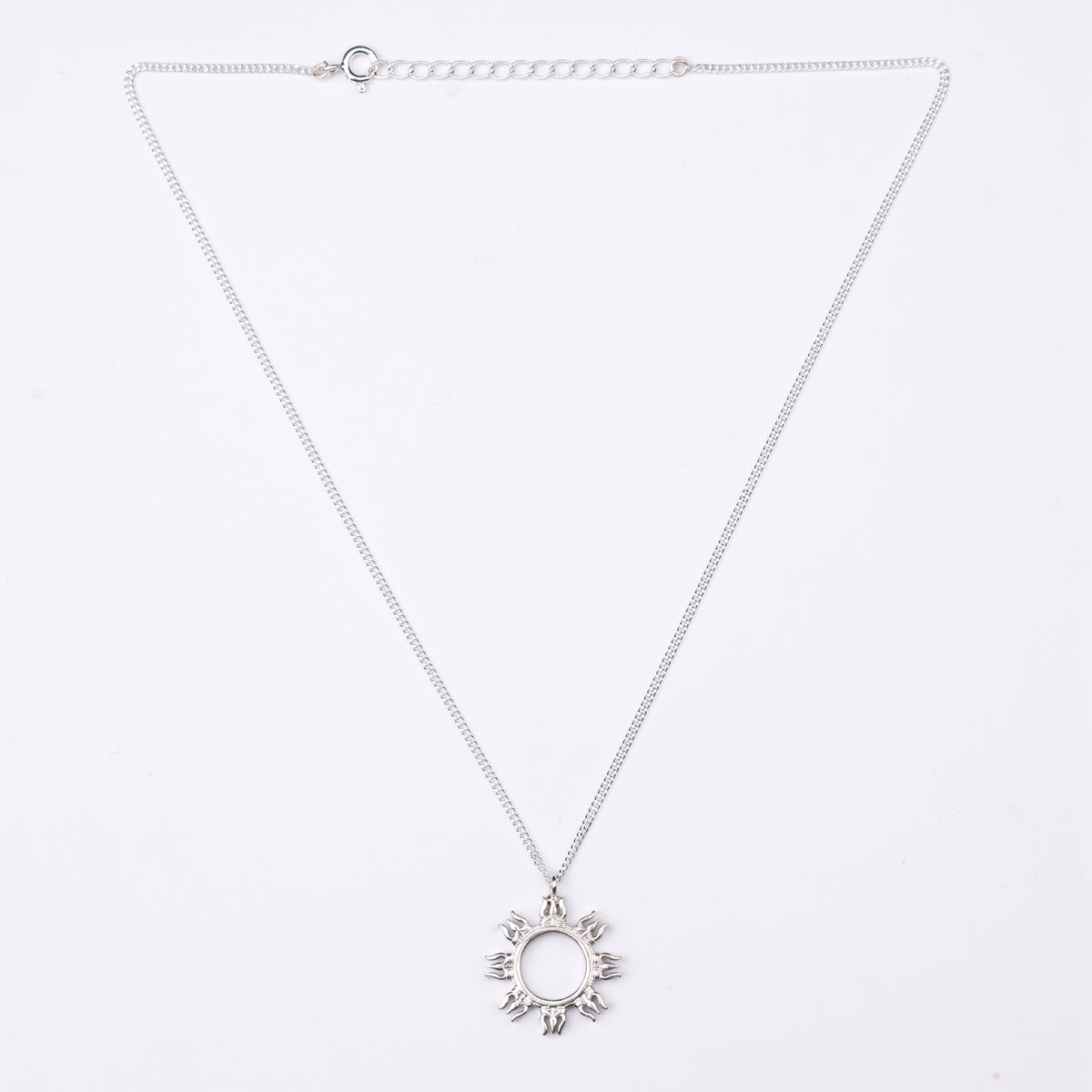 Silver Trishul Pendant Necklace