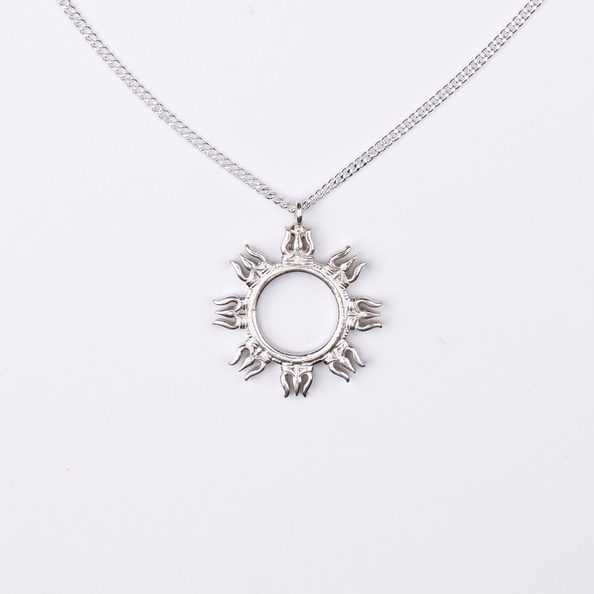 Silver Trishul Pendant Necklace