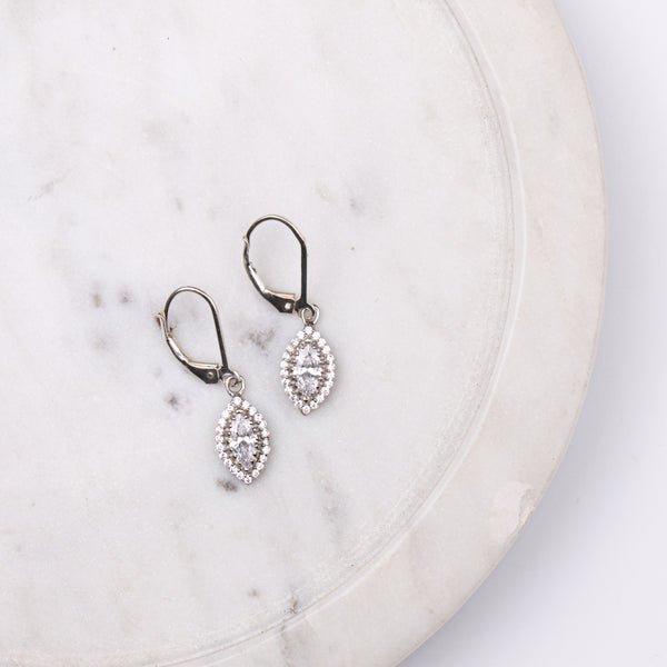 Silver CZ Marquise Cluster Earrings
