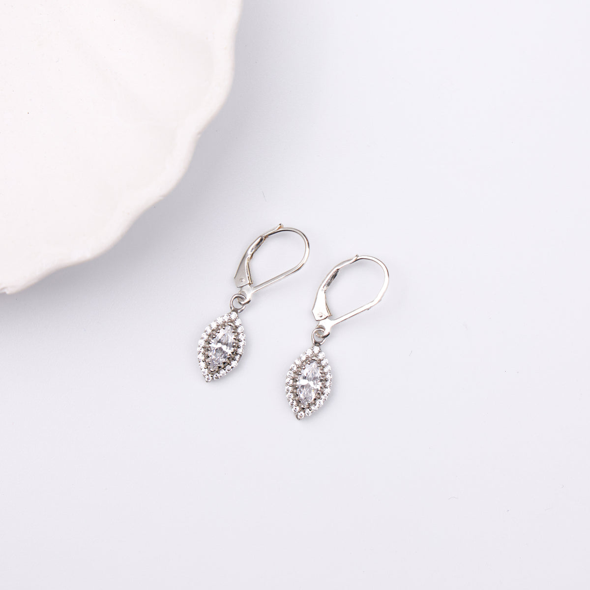 Silver CZ Marquise Cluster Earrings