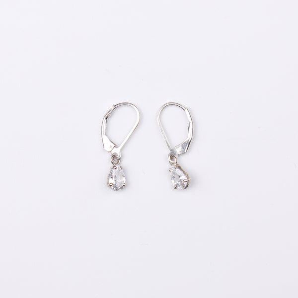 Silver CZ Pear Earrings