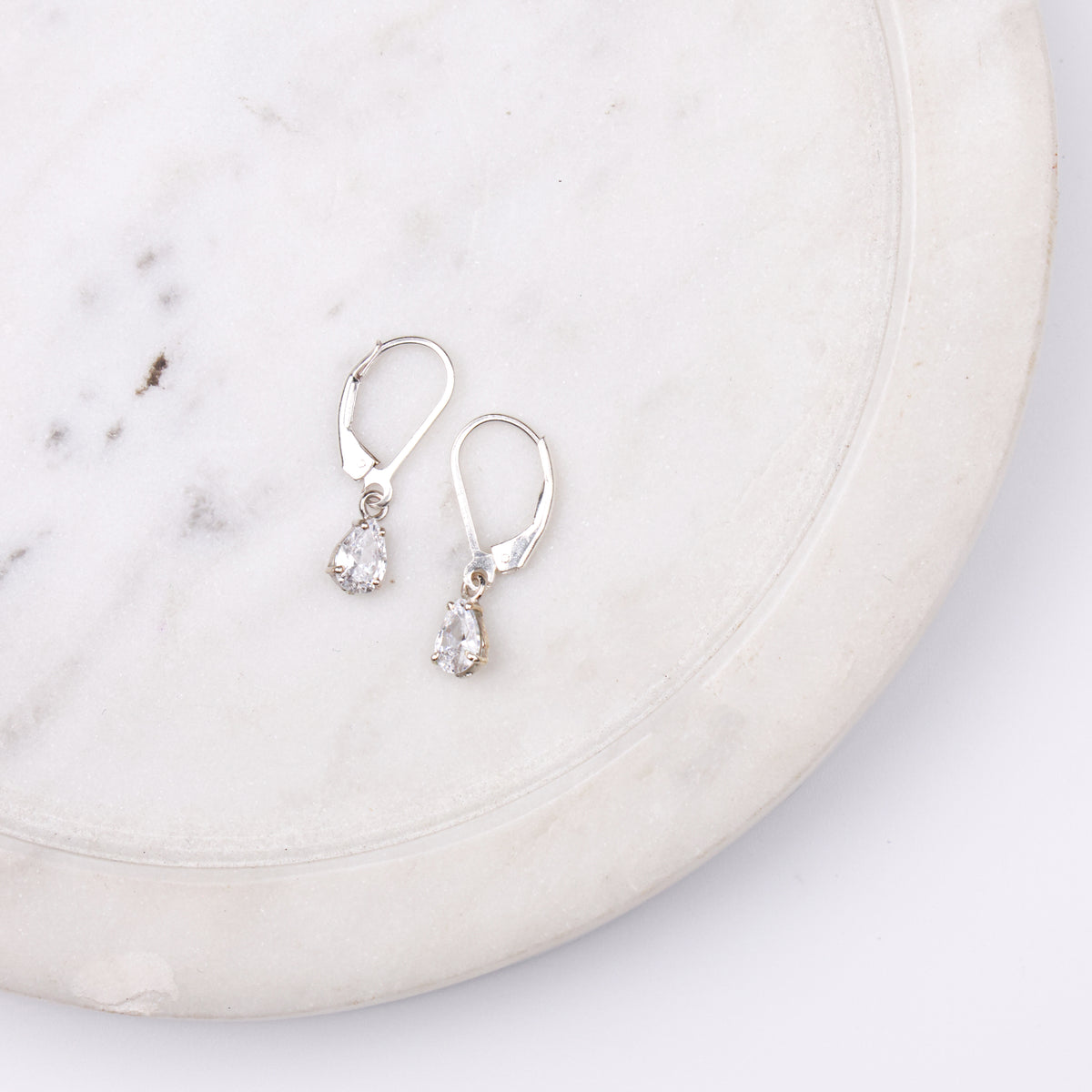 Silver CZ Pear Earrings