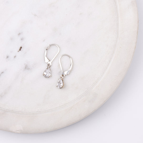 Silver CZ Pear Earrings
