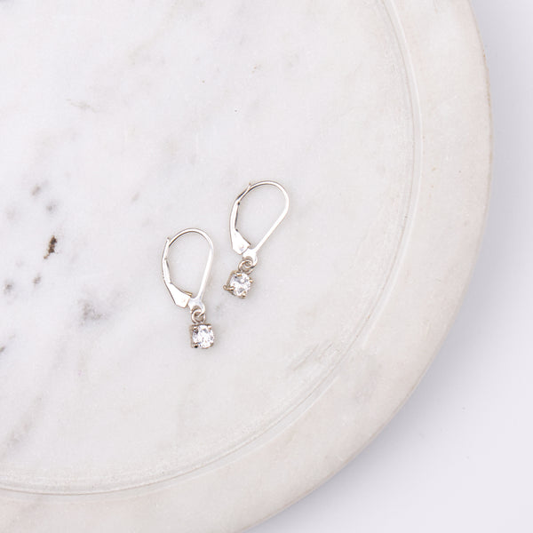 Silver CZ Round Earrings