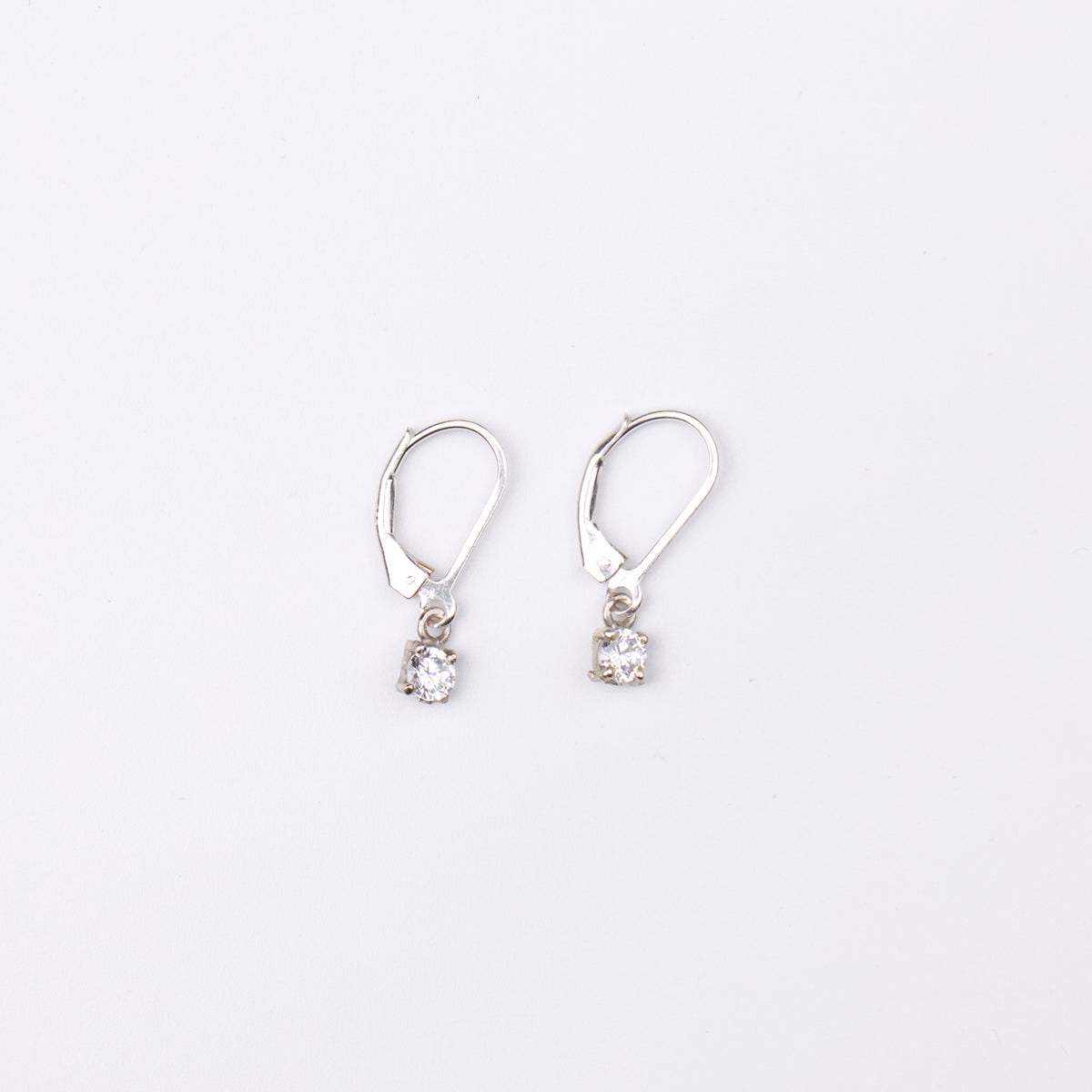 Silver CZ Round Earrings