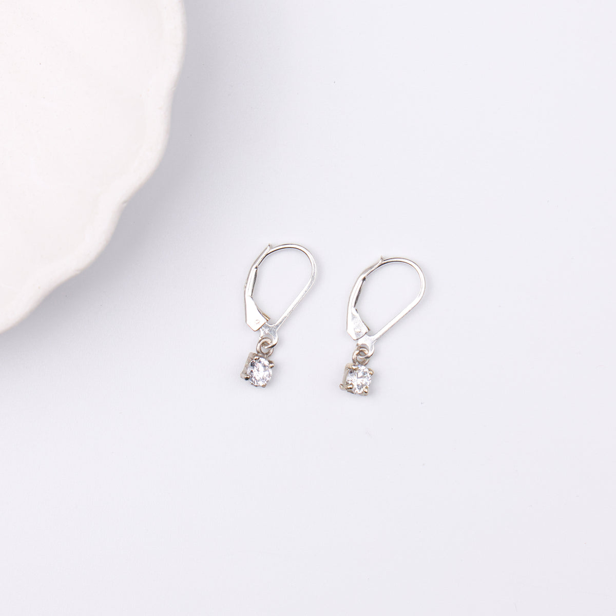 Silver CZ Round Earrings