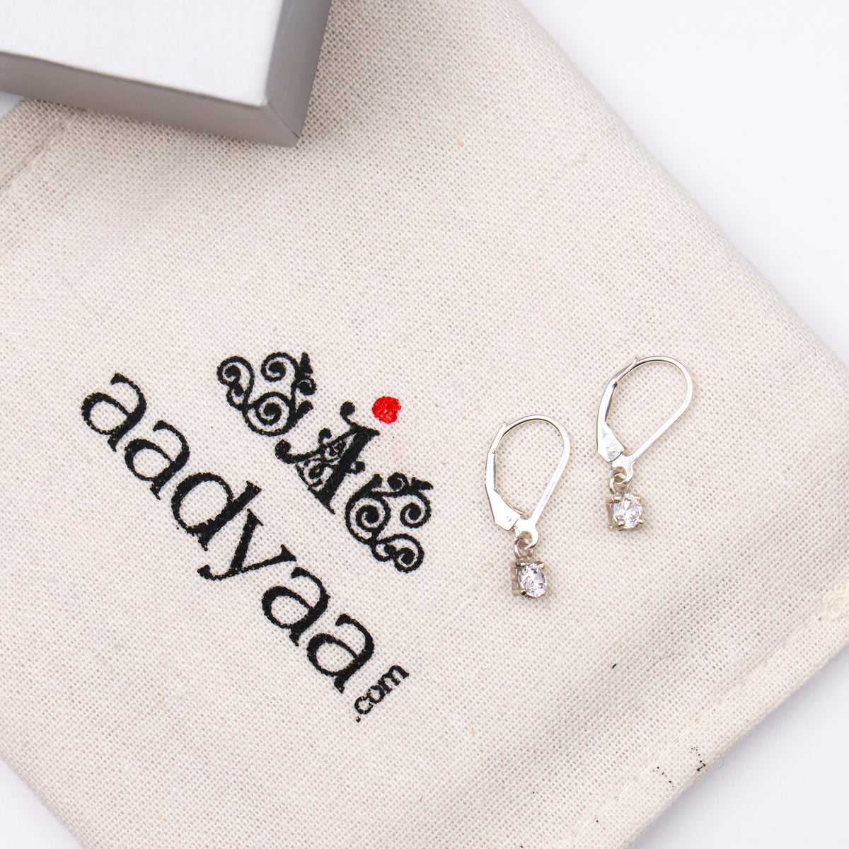 Silver CZ Round Earrings