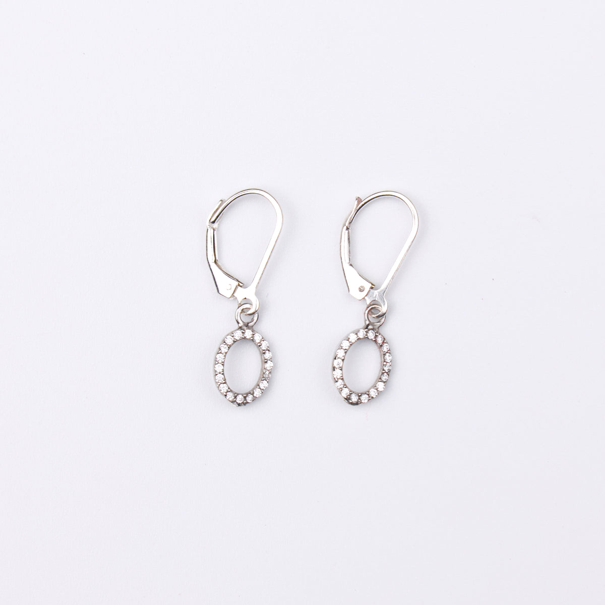 Silver CZ Oval Earrings