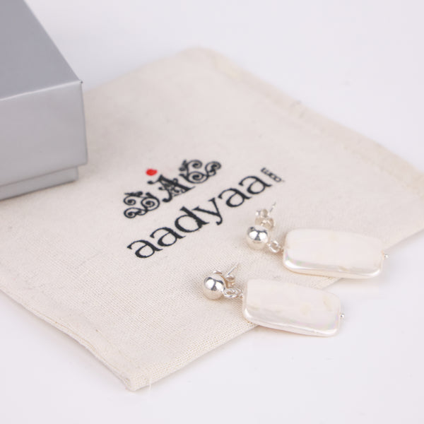 Rectangular Freshwater Pearl Earrings (Project Handmade)