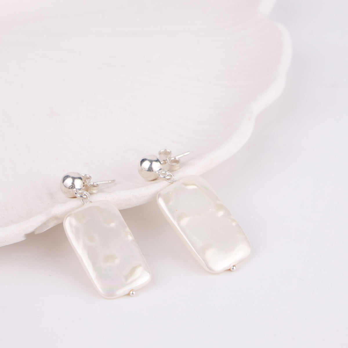 Rectangular Freshwater Pearl Earrings (Project Handmade)