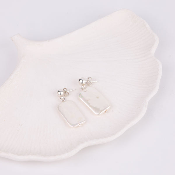 Rectangular Freshwater Pearl Earrings (Project Handmade)
