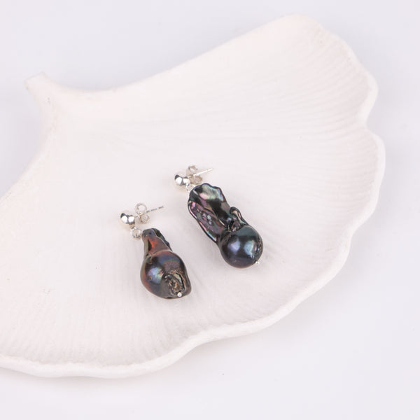 Black Baroque Pearl Earrings (Project Handmade)