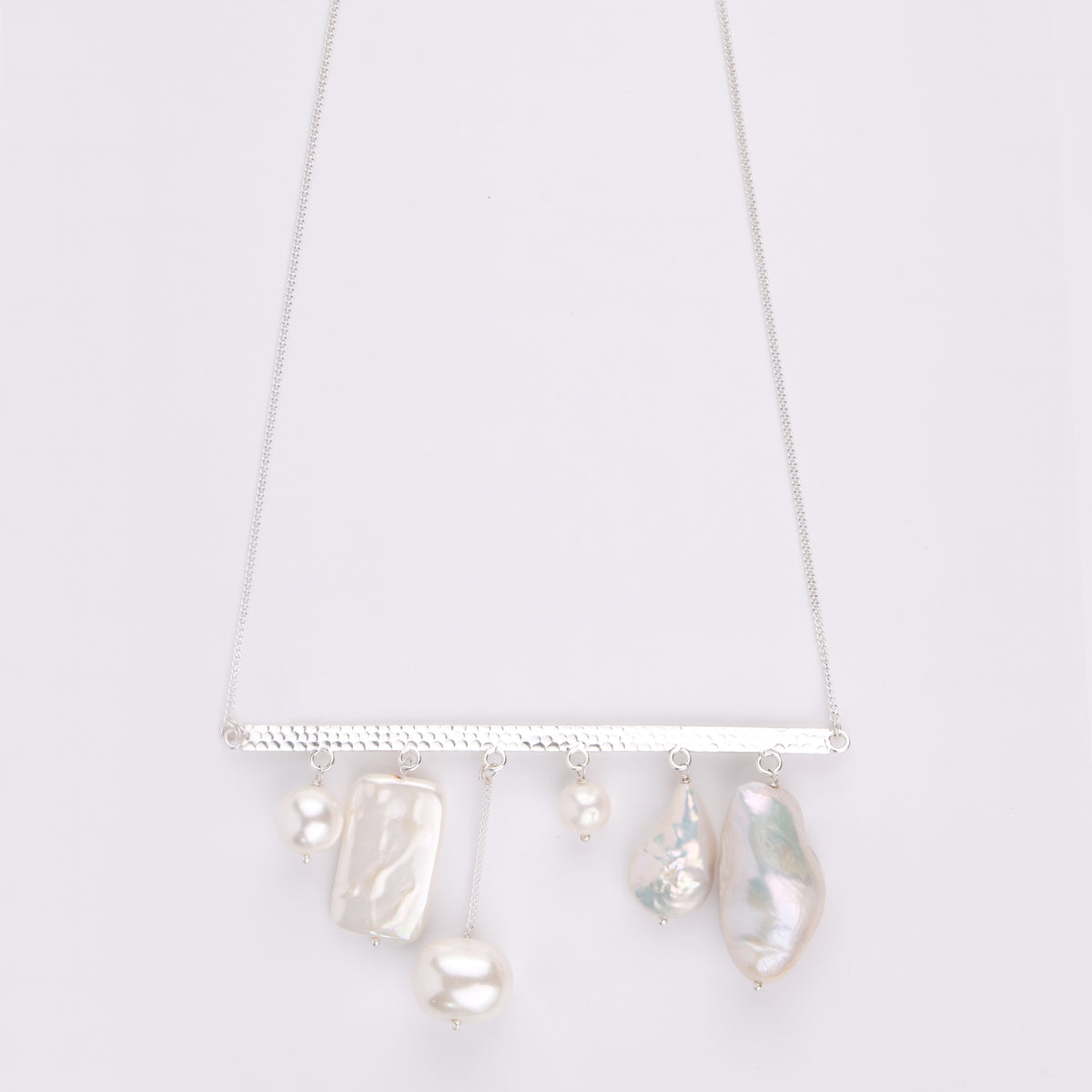 Abstract Pendant Necklace - Assorted White Freshwater Pearls (Project Handmade)
