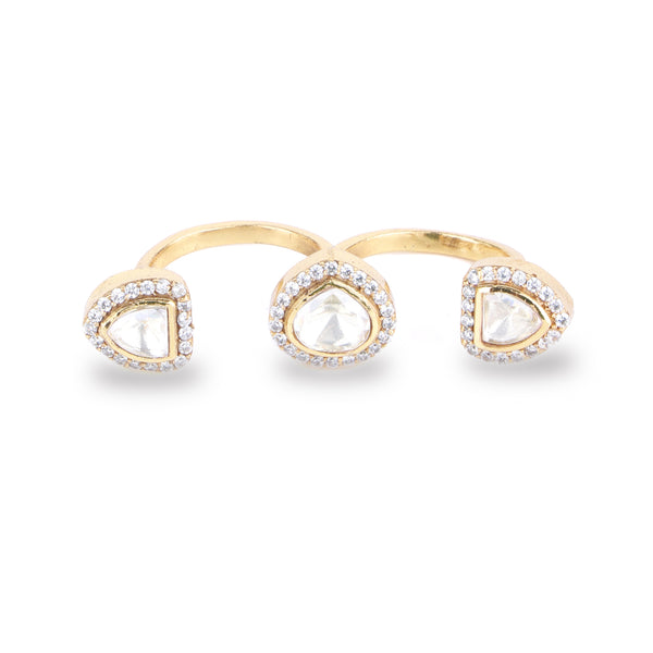 22K Gold Plated Fashion Two Finger Ring