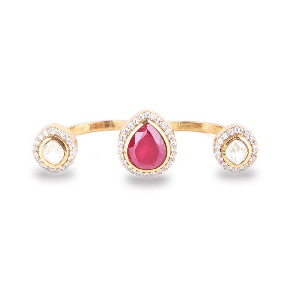 22K Gold Plated Fashion Two Finger Ring