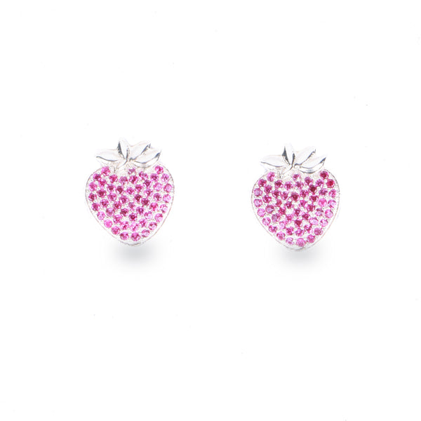 Strawberry CZ Fruit Earrings