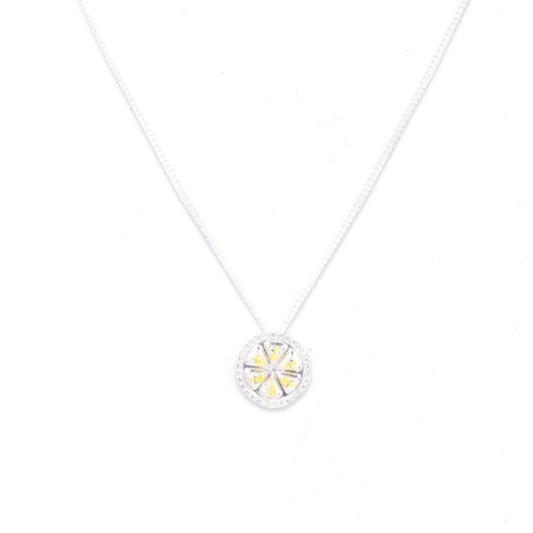 Lemon CZ Fruit-Charm Necklace