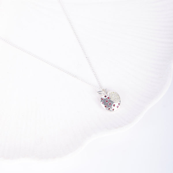 Apple CZ Fruit-Charm Necklace
