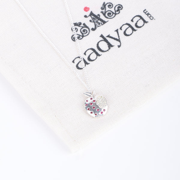 Apple CZ Fruit-Charm Necklace