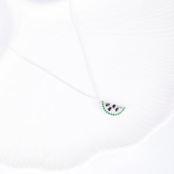 Watermelon CZ Fruit-Charm Necklace