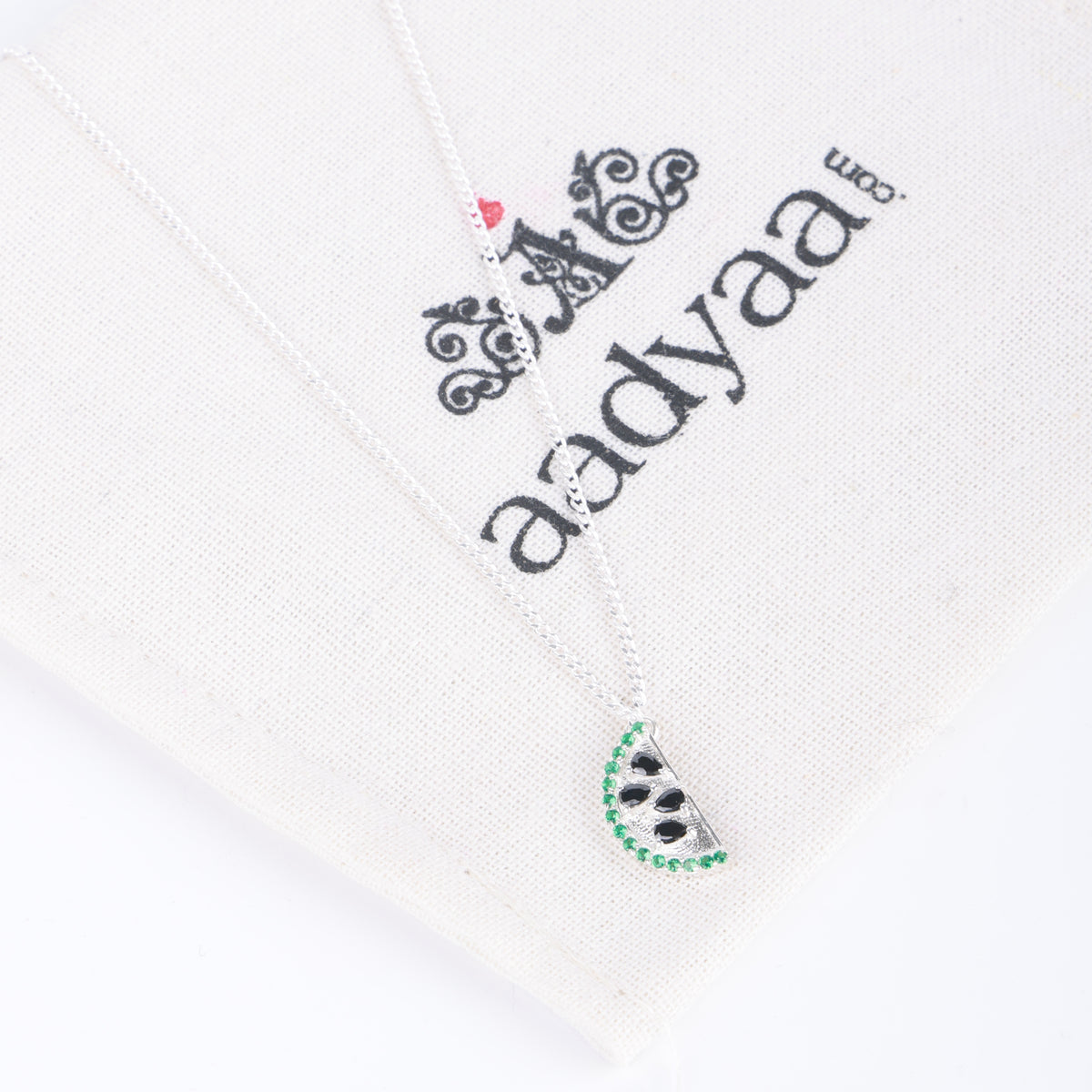Watermelon CZ Fruit-Charm Necklace