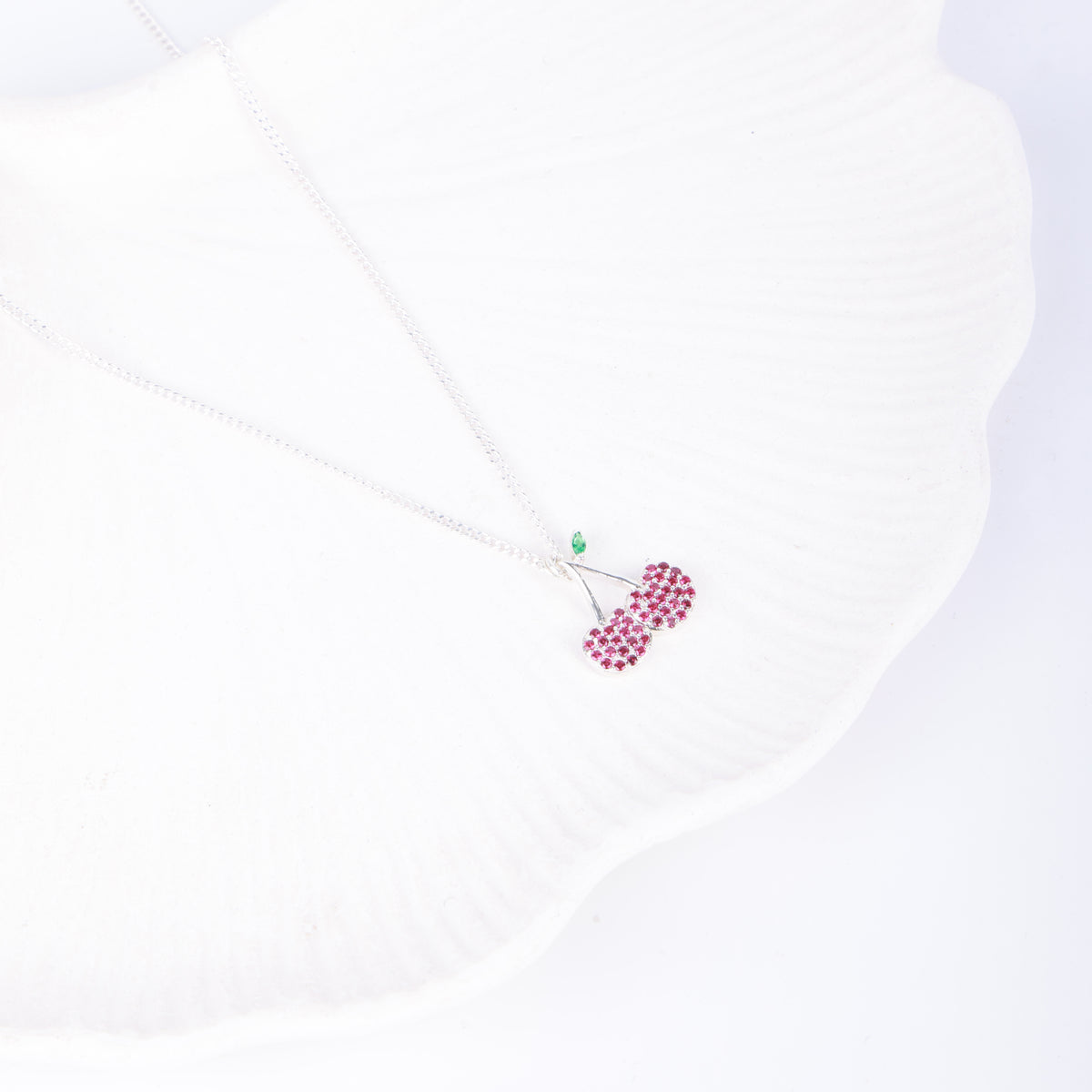 Cherry CZ Fruit-Charm Necklace