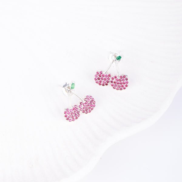Cherry CZ Fruit Earrings