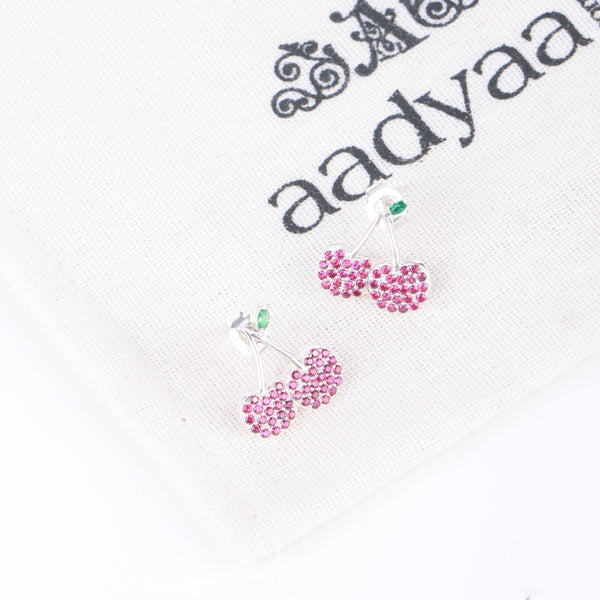 Cherry CZ Fruit Earrings
