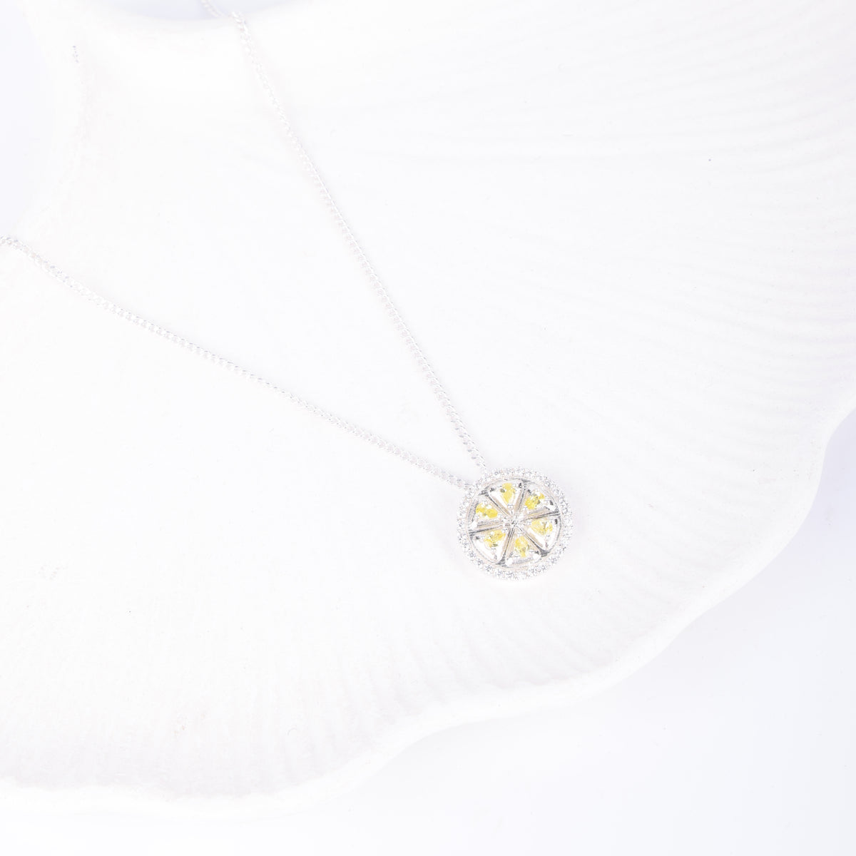 Lemon CZ Fruit-Charm Necklace