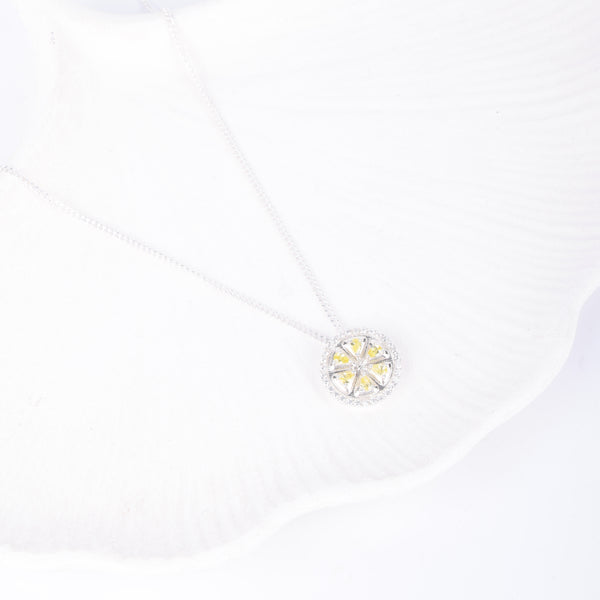 Lemon CZ Fruit-Charm Necklace