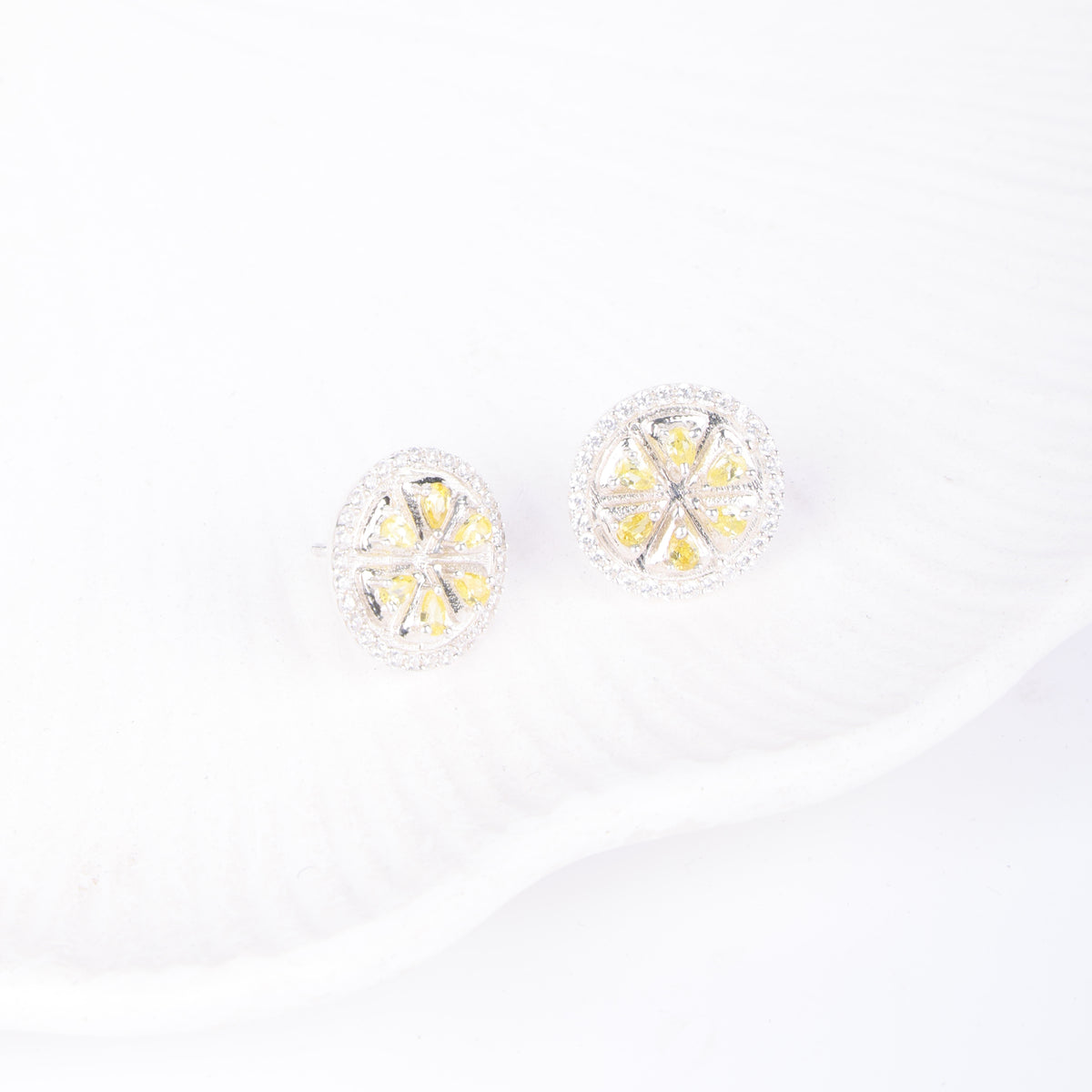 Lemon CZ Fruit Earrings