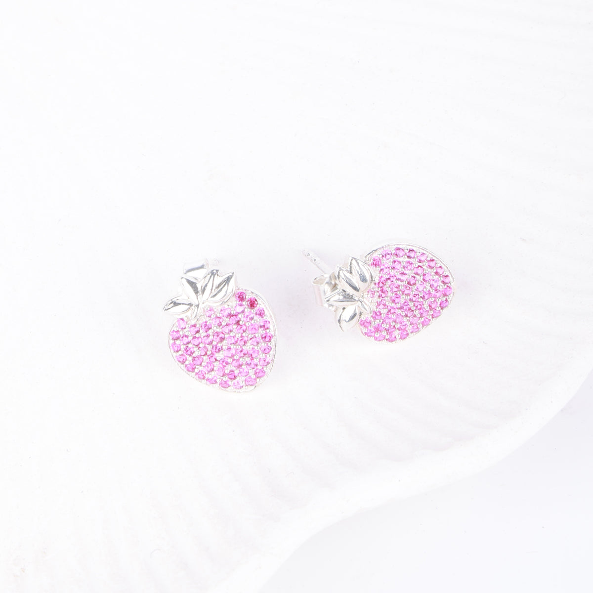Strawberry CZ Fruit Earrings