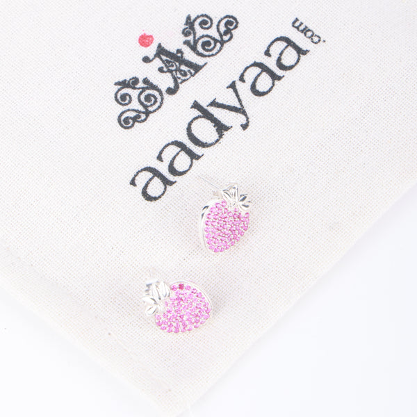 Strawberry CZ Fruit Earrings