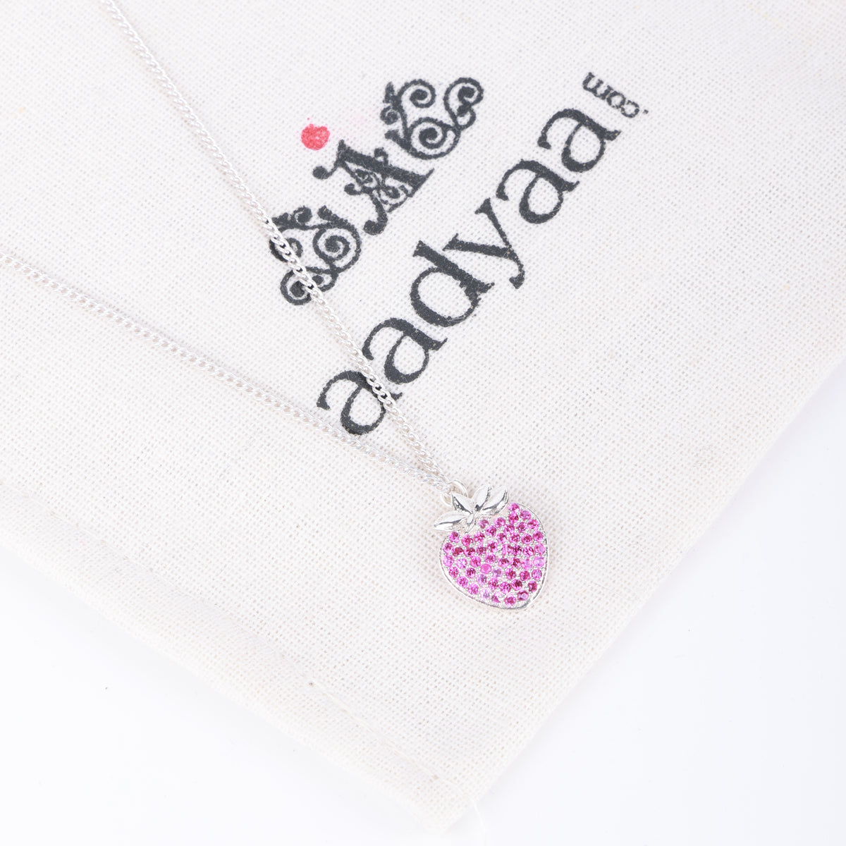 Strawberry CZ Fruit-Charm Necklace