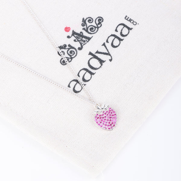 Strawberry CZ Fruit-Charm Necklace
