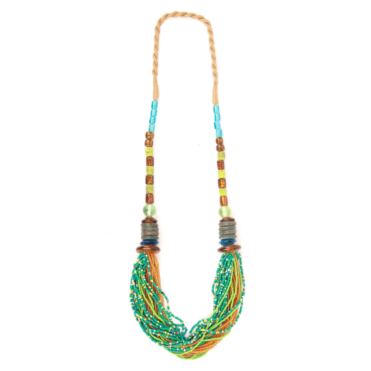 Glass Bead Layered Bunch Necklace