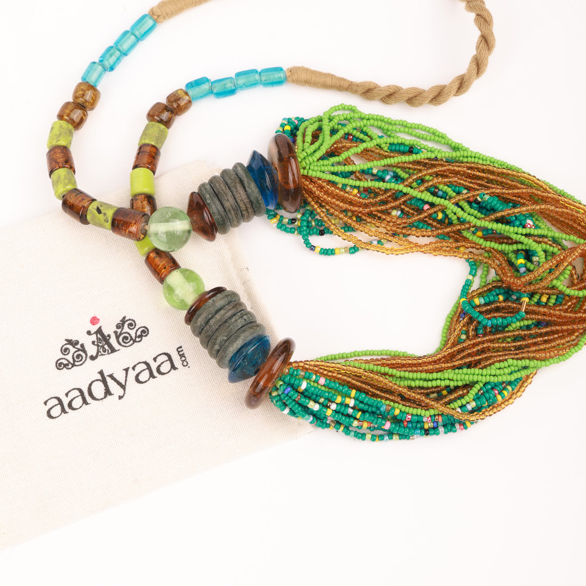 Glass Bead Layered Bunch Necklace
