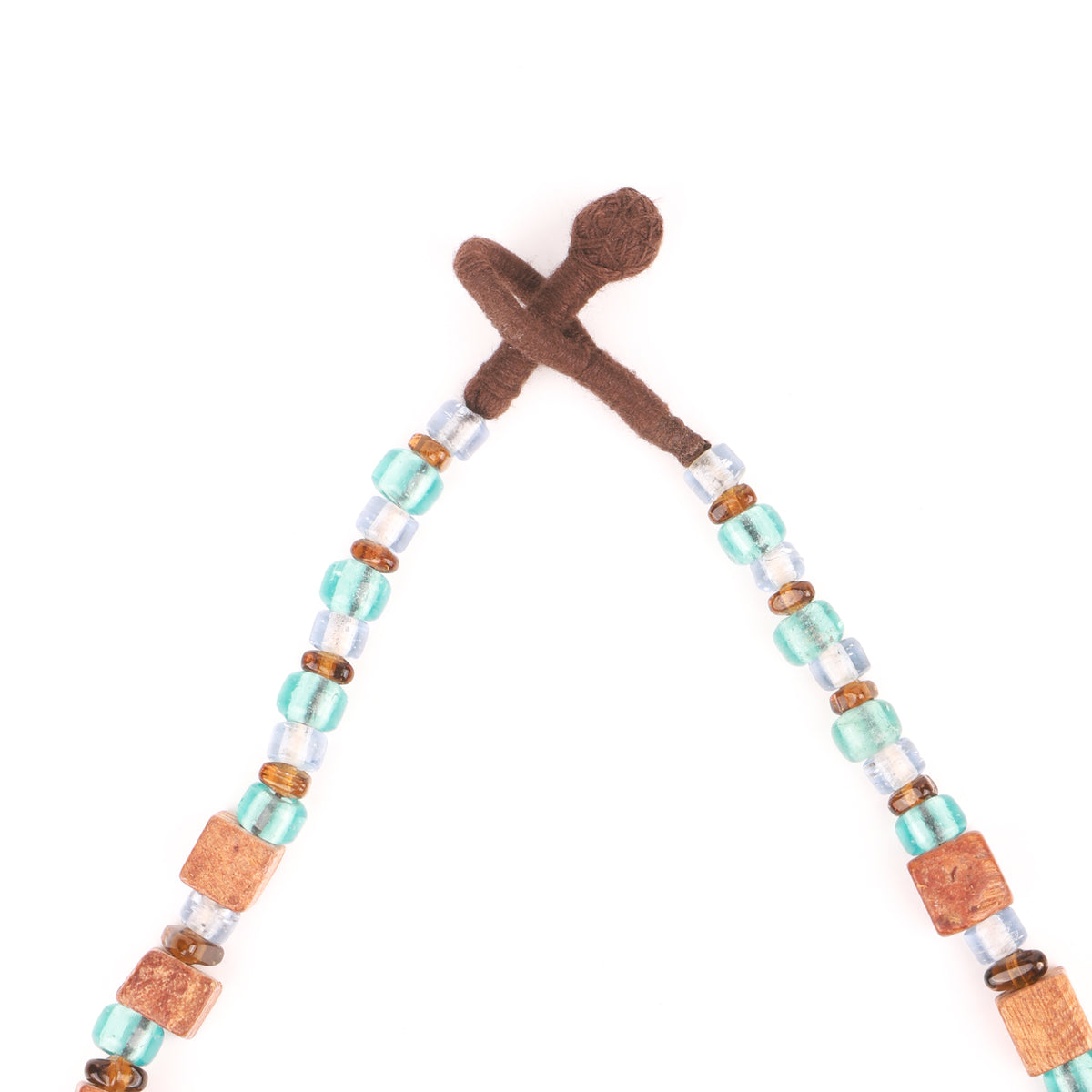 Necklace with Green Chalcedony, Camel Agate, Turquoise Wooden Beads & Glass Beads