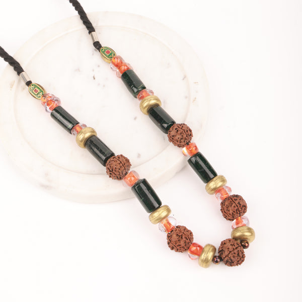 Necklace with Glass Beads & Rudraksha