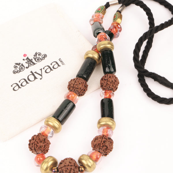 Necklace with Glass Beads & Rudraksha