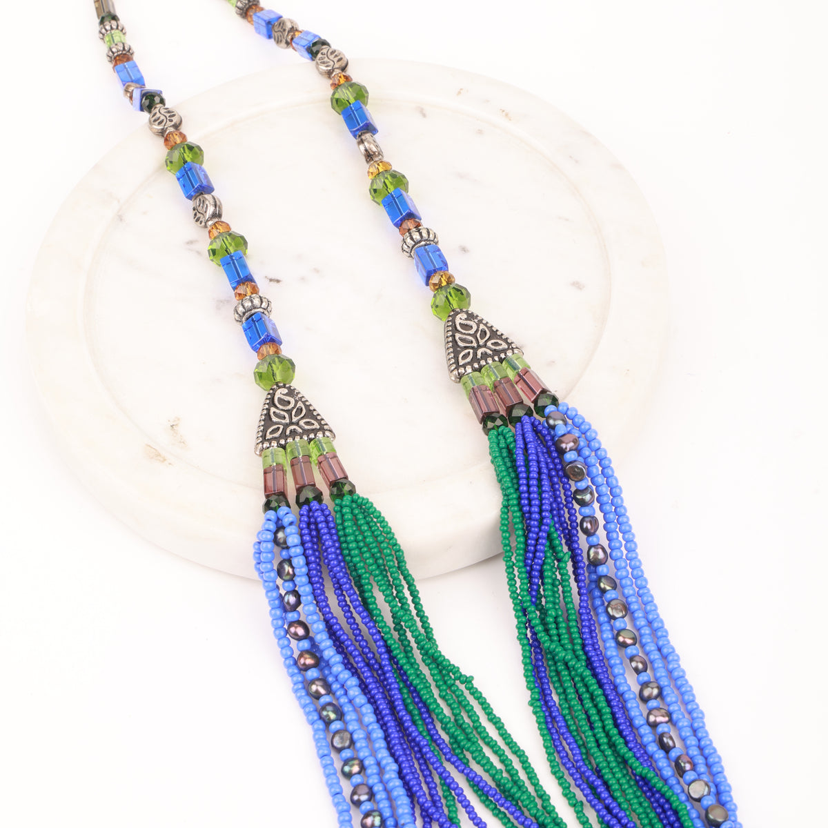 Glass Bead Layered Necklace