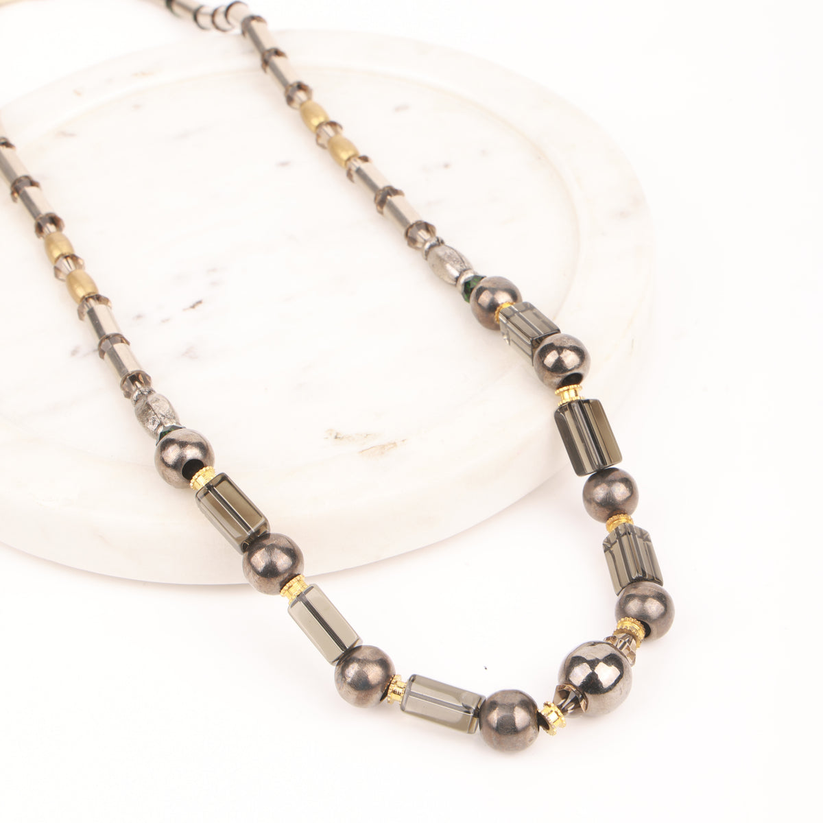Glass Bead & Pipe Necklace