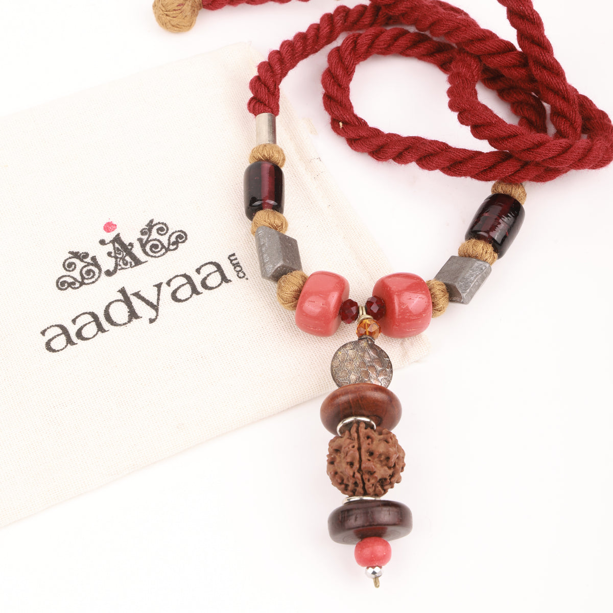 Glass Bead & Wooden Bead Necklace