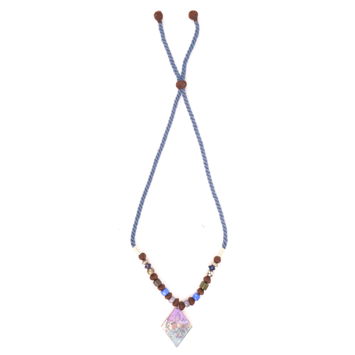 Glass Bead & Diamond Shaped Necklace